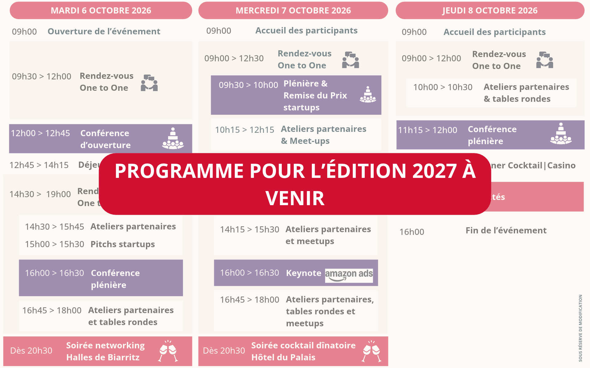 Déroulé des 3 jours One to One Expérience Client